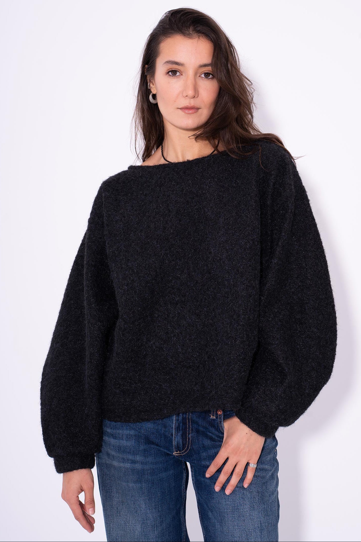 Cloud Mohair Knit Sweater - Black