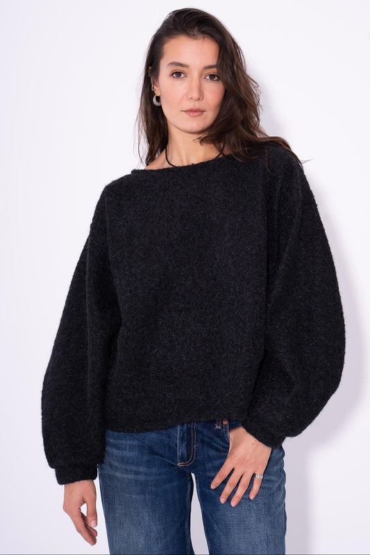 Cloud Mohair Knit Sweater - Black