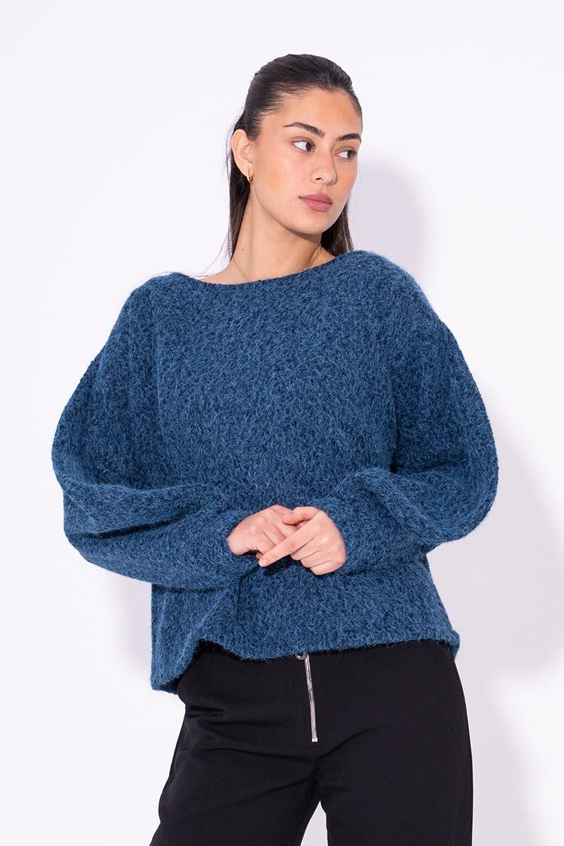 Cloud Mohair Knit Sweater - Blue