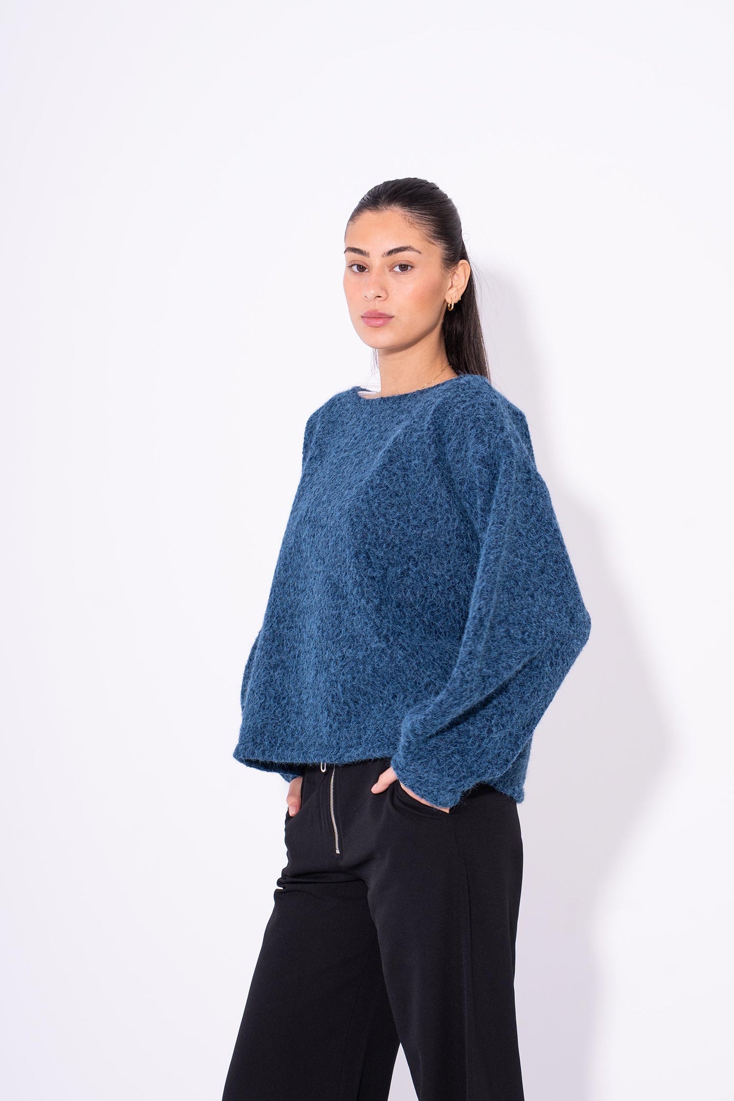 Cloud Mohair Knit Sweater - Blue