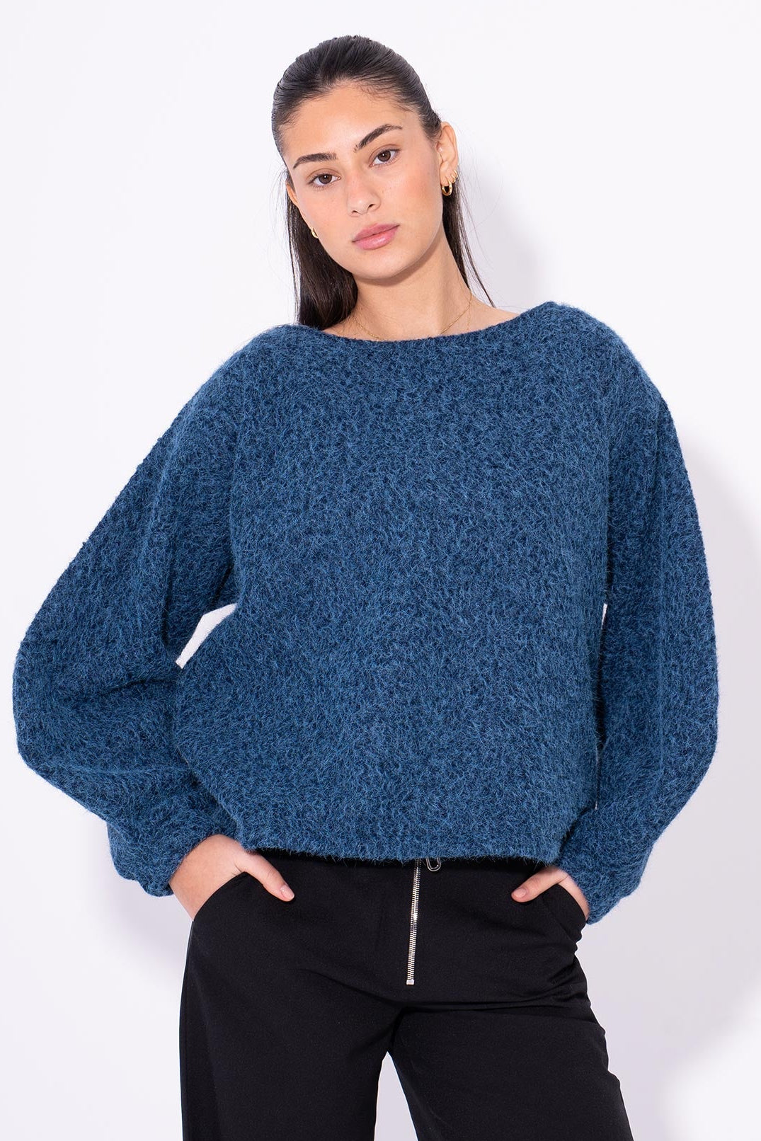 Cloud Mohair Knit Sweater - Blue