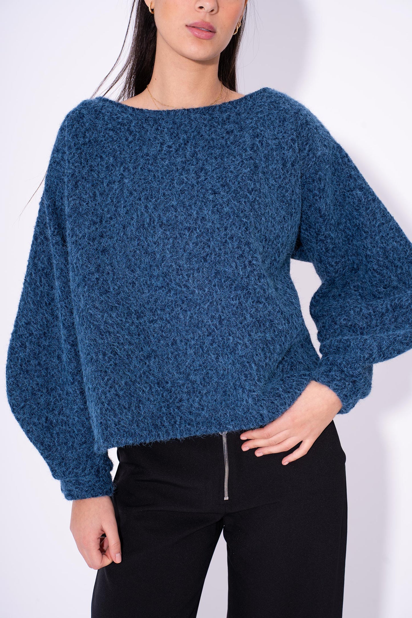 Cloud Mohair Knit Sweater - Blue