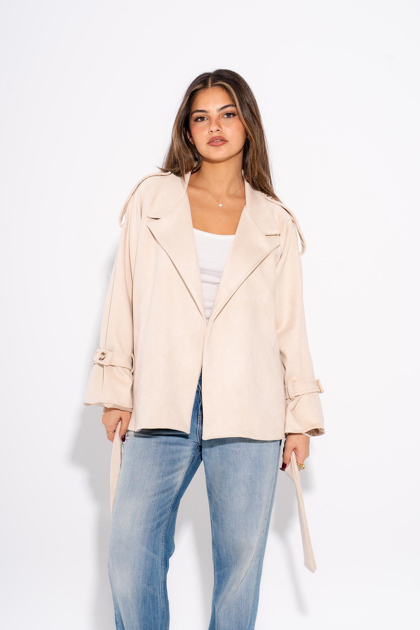 It-Girl Suede WrapJacket - Beige