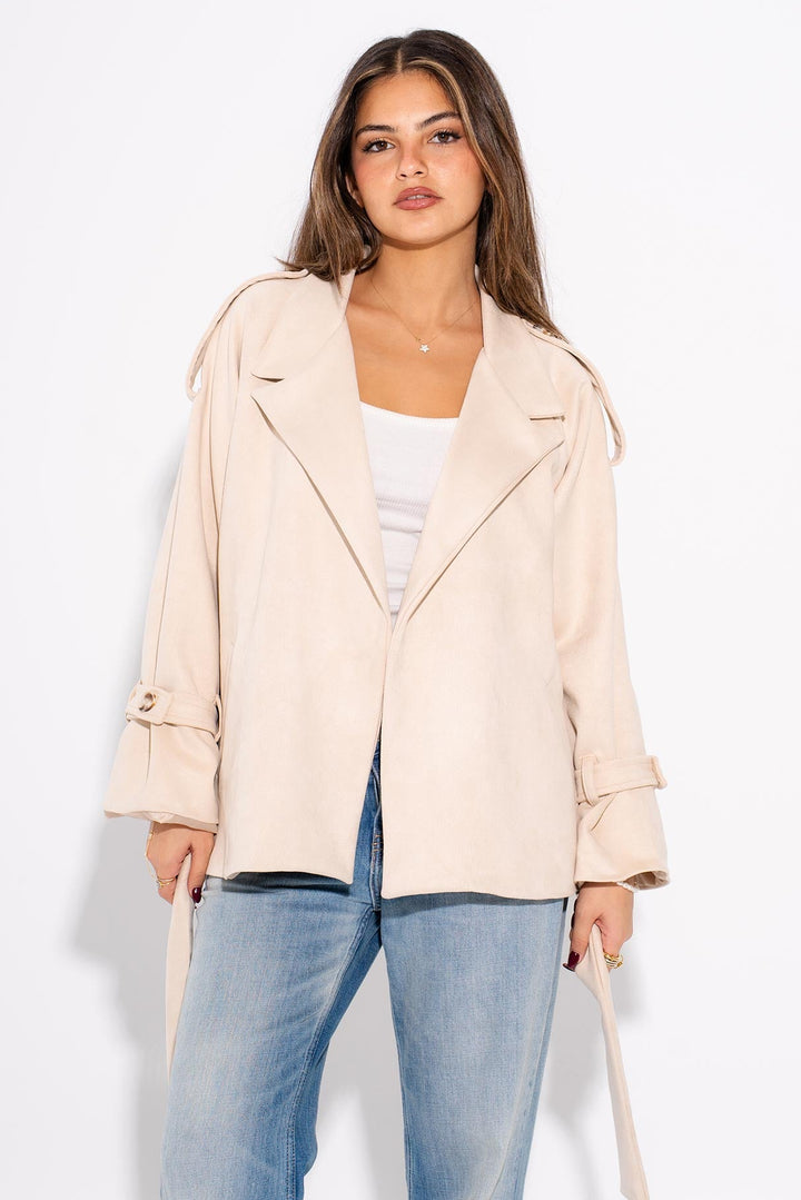 It-Girl Suede Wrap Jacket - Beige