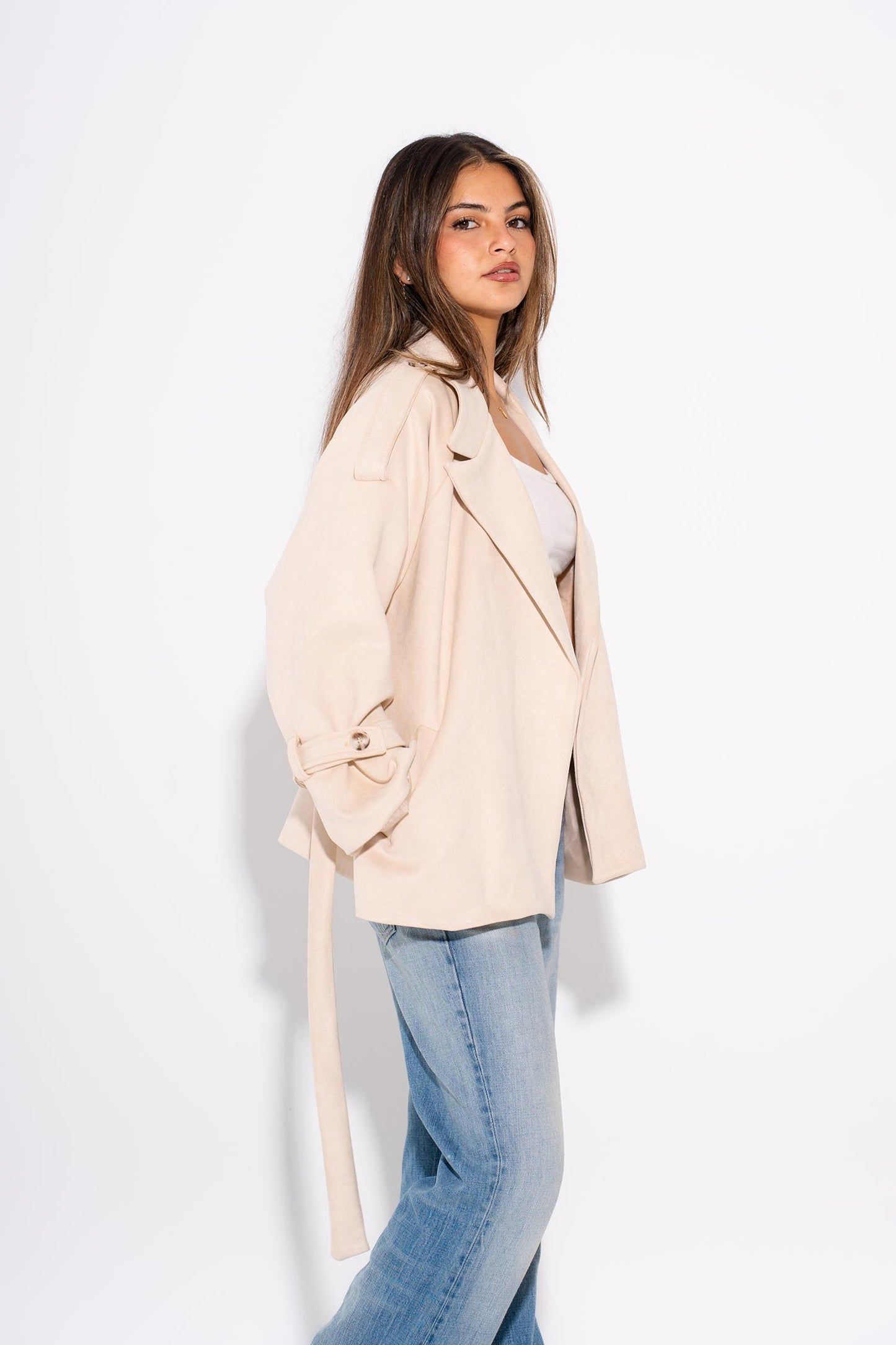 It-Girl Suede WrapJacket - Beige