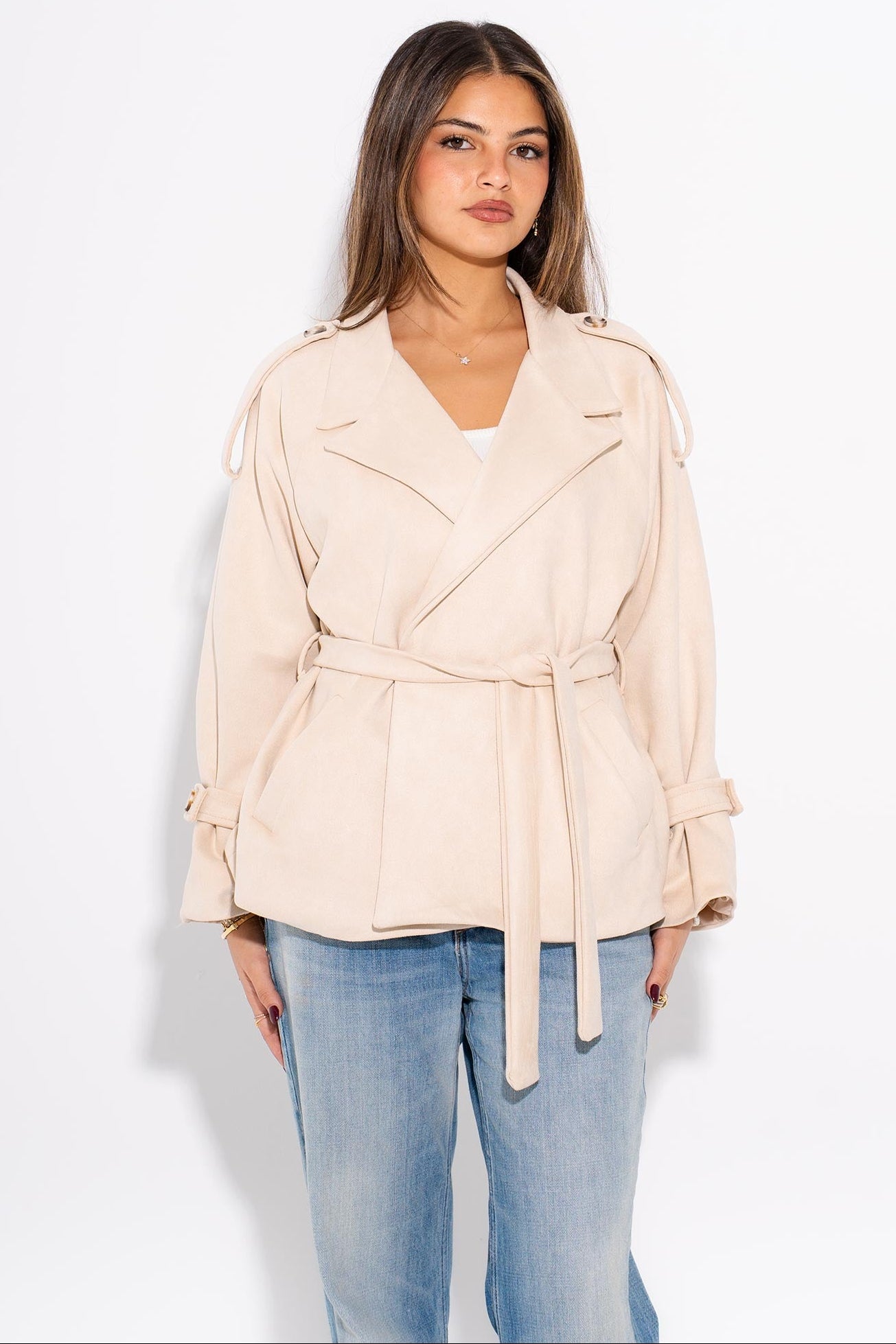 It-Girl Suede WrapJacket - Beige