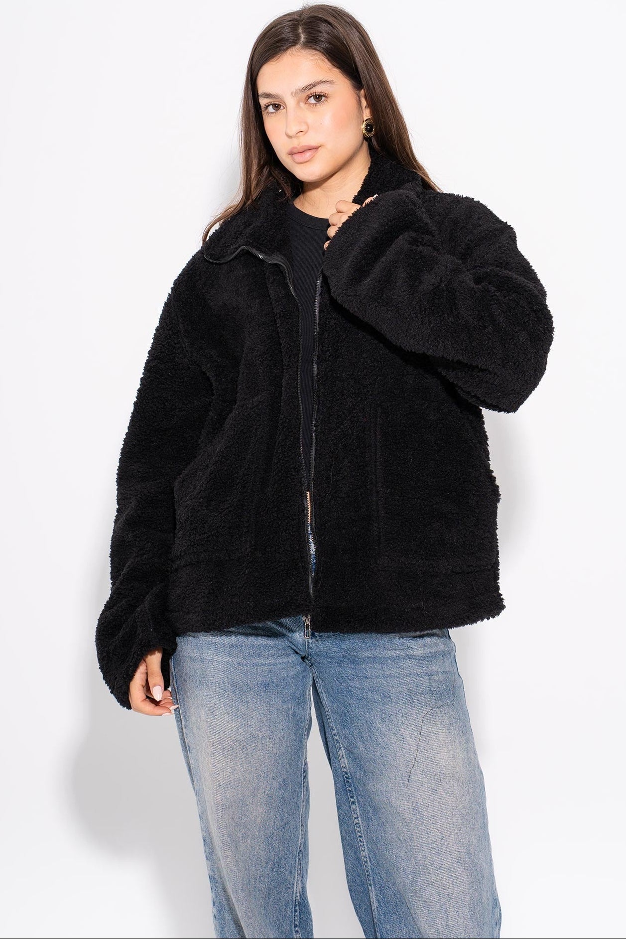 Teddy Fur Jacket - Black
