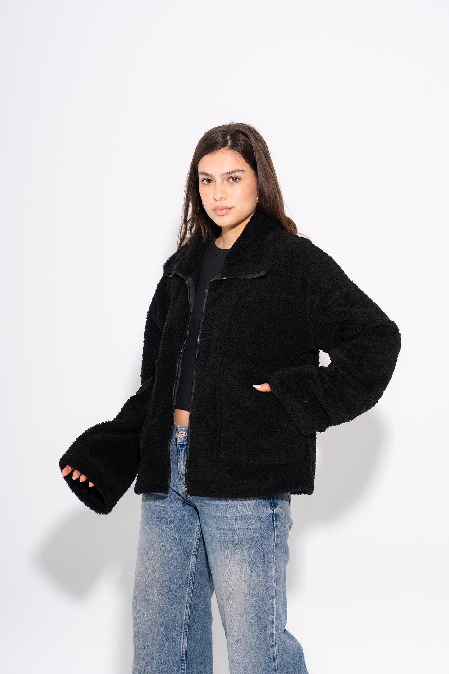Teddy Fur Jacket - Black