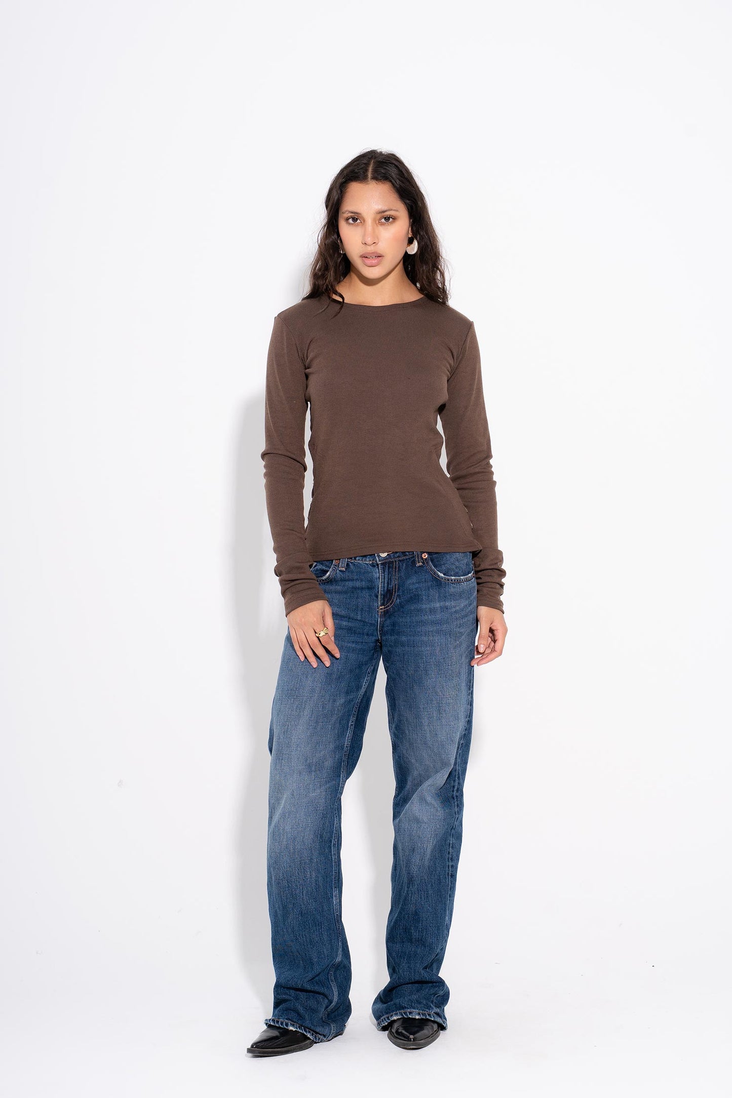 Cocoa Side-Button Tee - Cafe