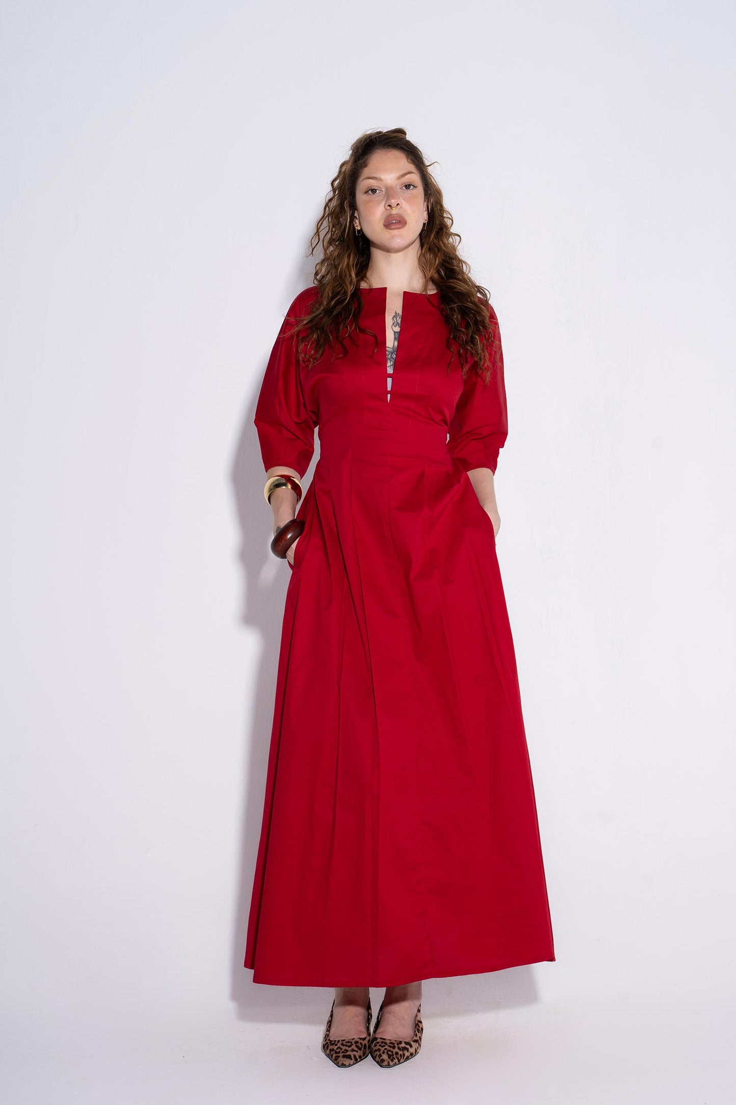 Cherry Crush Midi Dress - Red