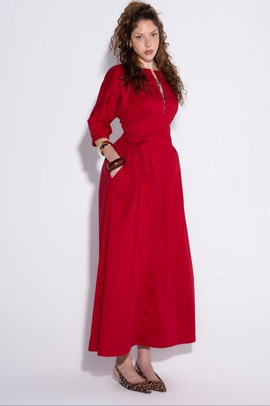 Cherry Crush Midi Dress - Red
