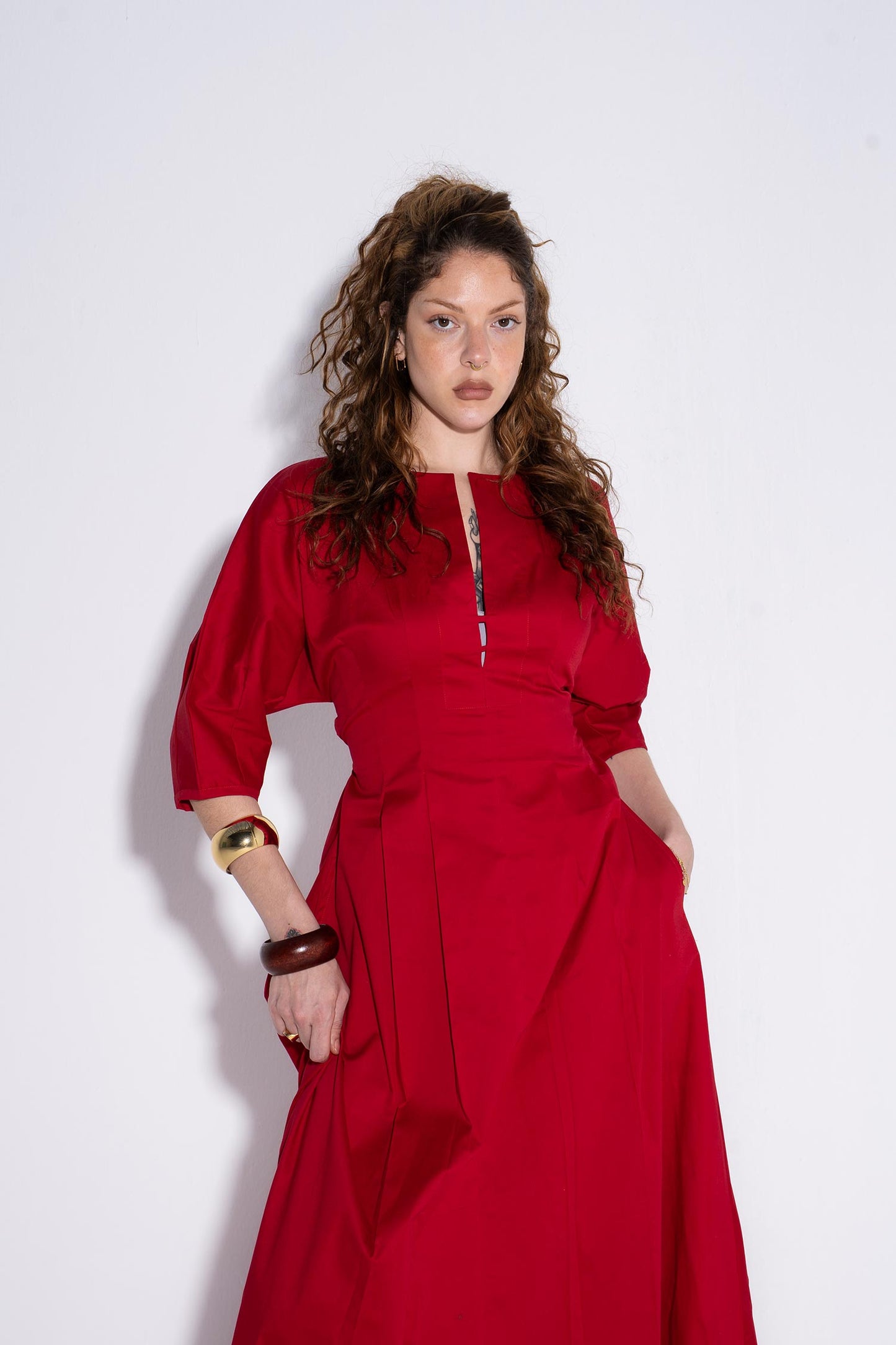 Cherry Crush Midi Dress - Red