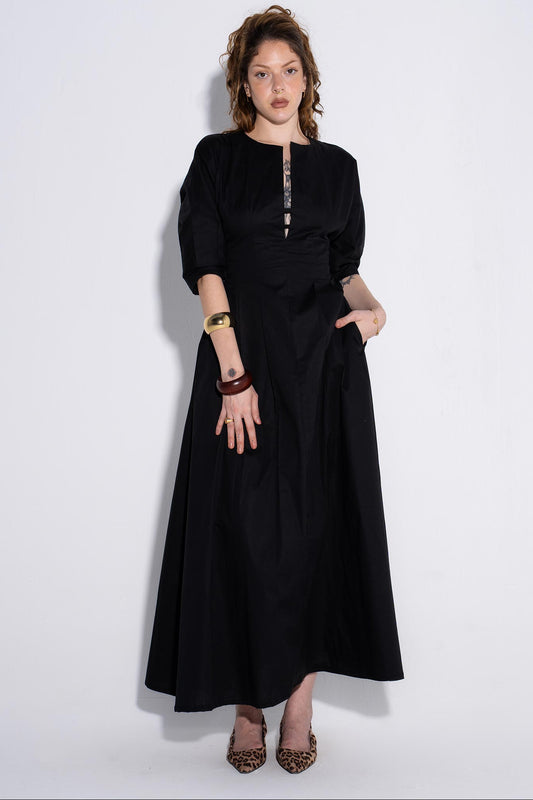 Cherry Crush Midi Dress - Black