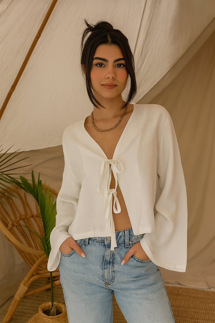 Boho Linen Shirt - White