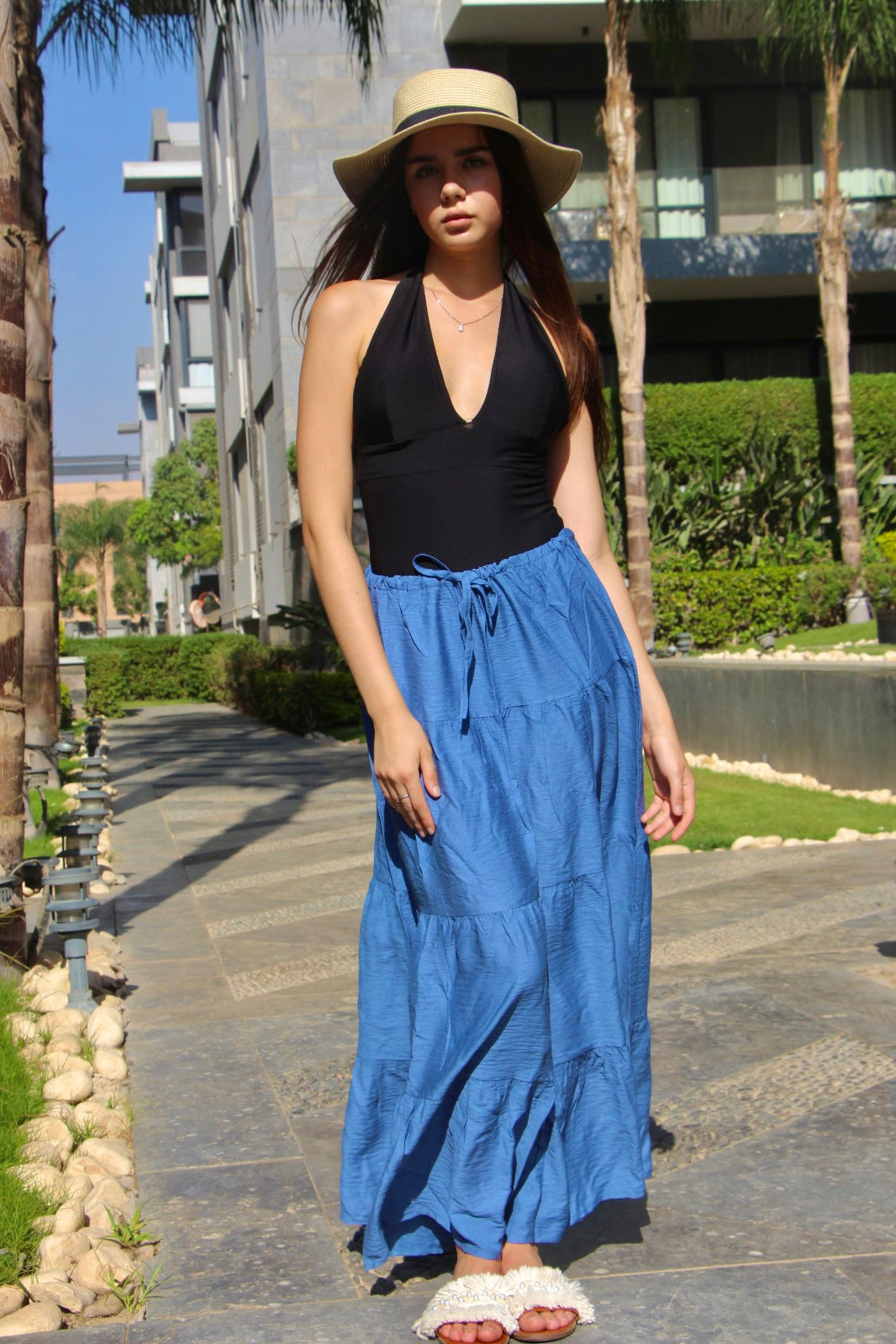 Flowy Summer Skirt - Denim Blue