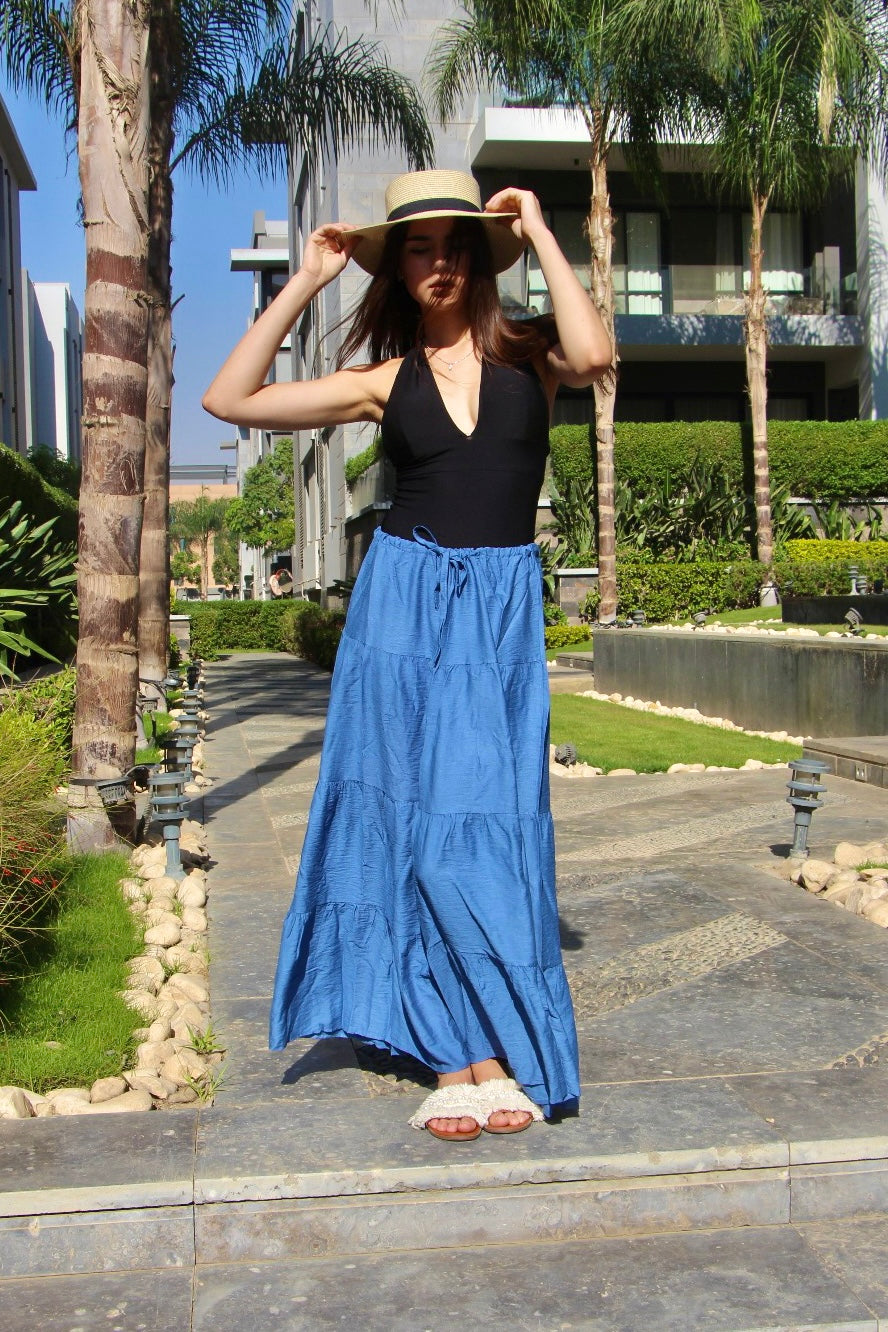 Flowy Summer Skirt - Denim Blue