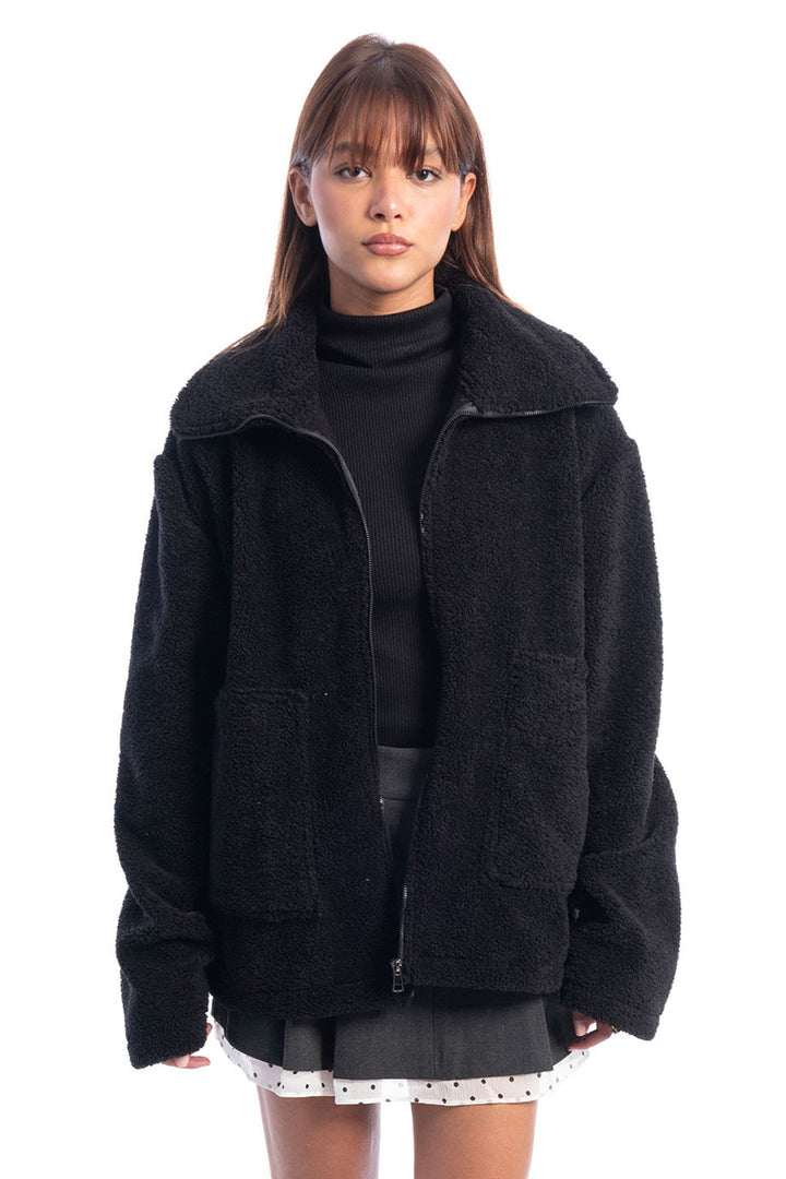 Teddy Fur Jacket - Black