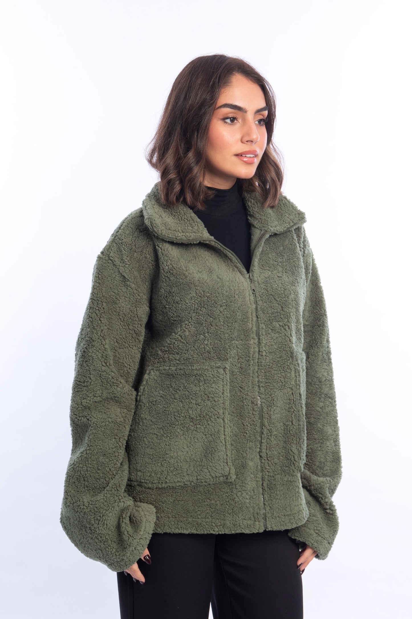 Teddy Fur Jacket - Olive