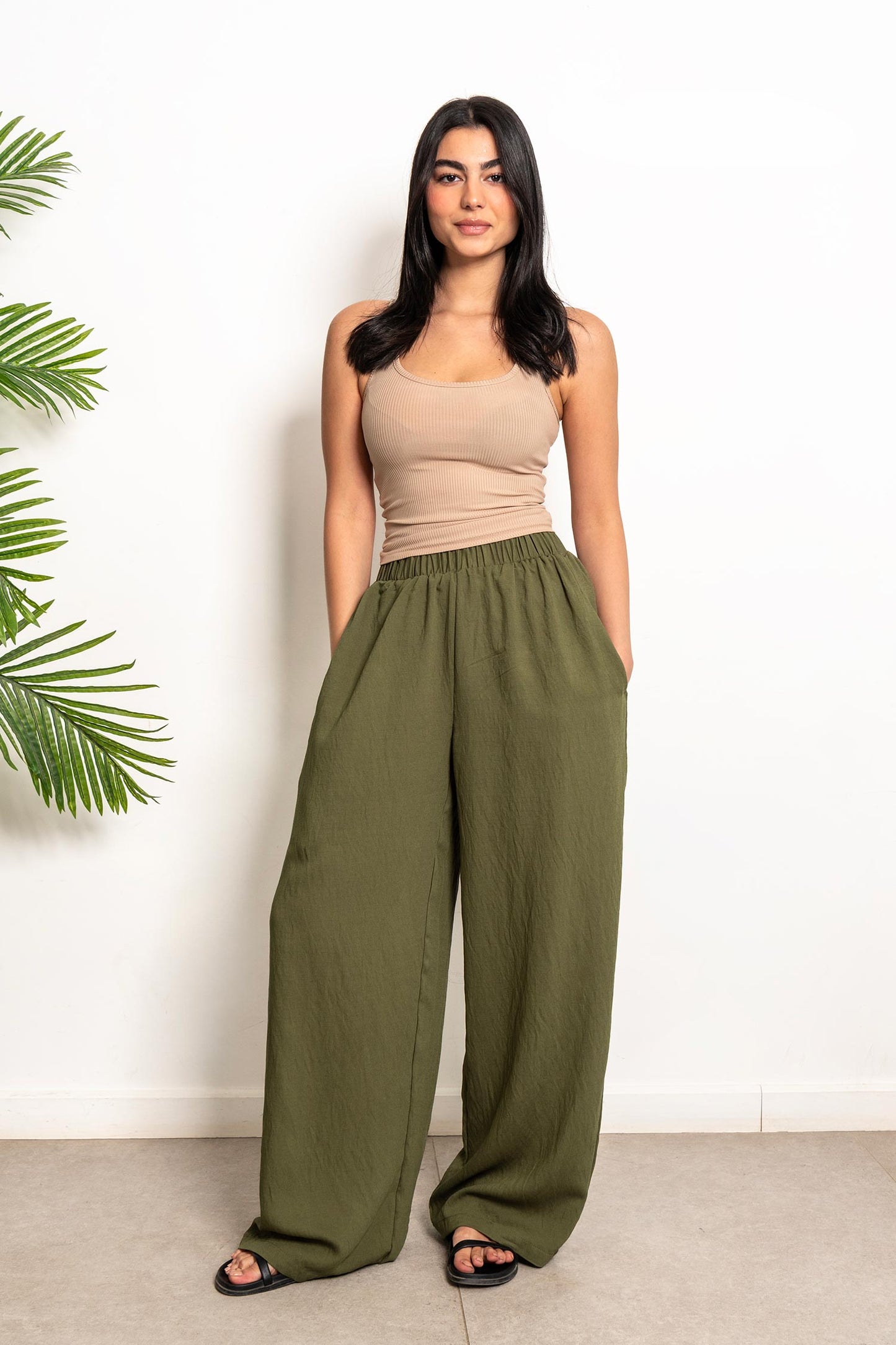 Boho Linen Pants - Olive