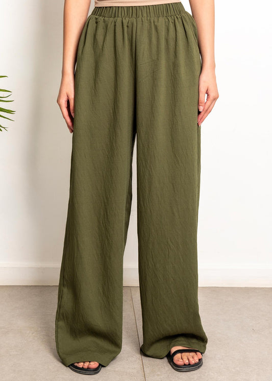 Boho Linen Pants - Olive