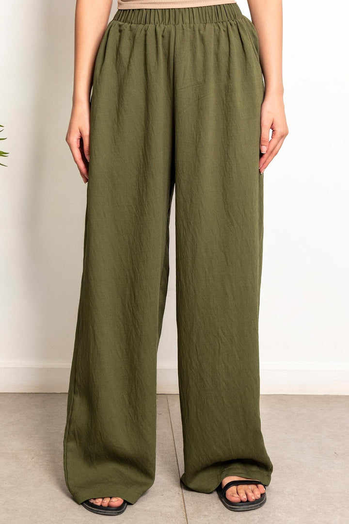 Boho Linen Pants - Olive