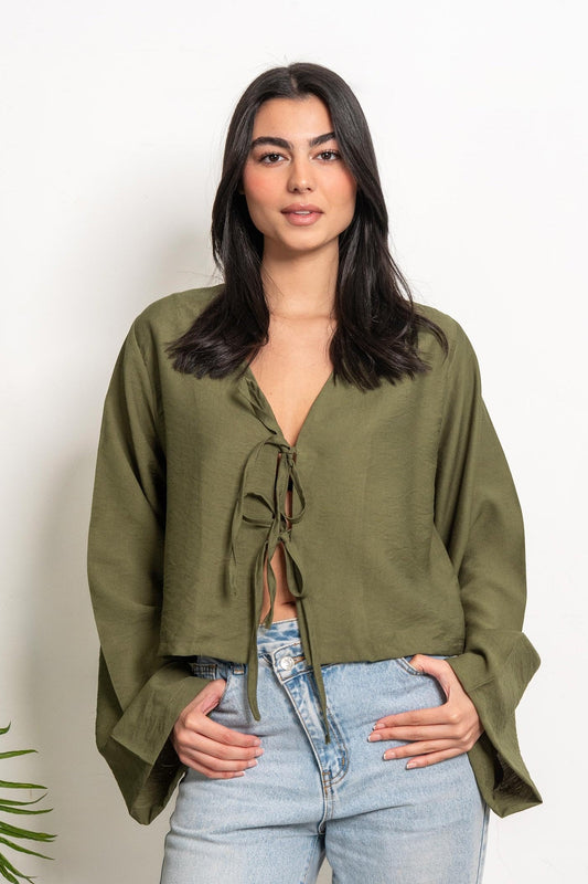 Boho Linen Shirt - Olive