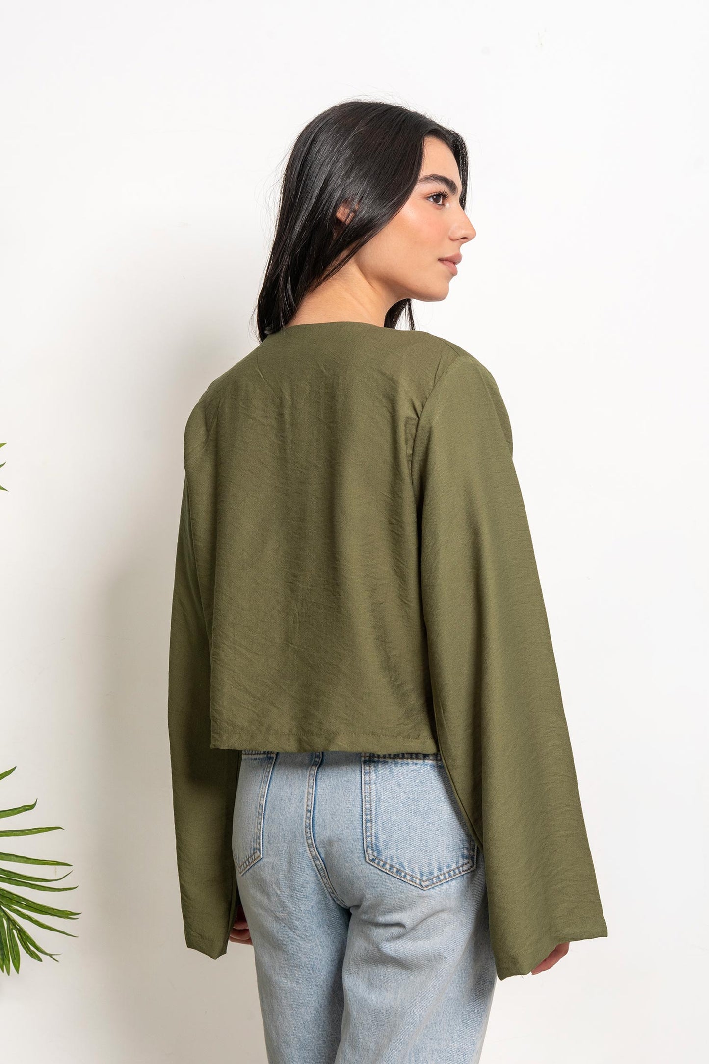 Boho Linen Shirt - Olive