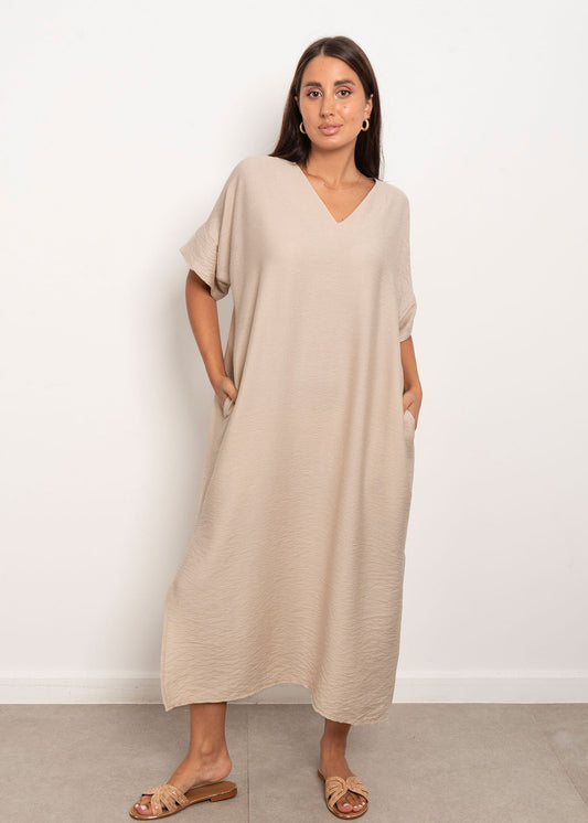 Basic Linen Dress - Beige