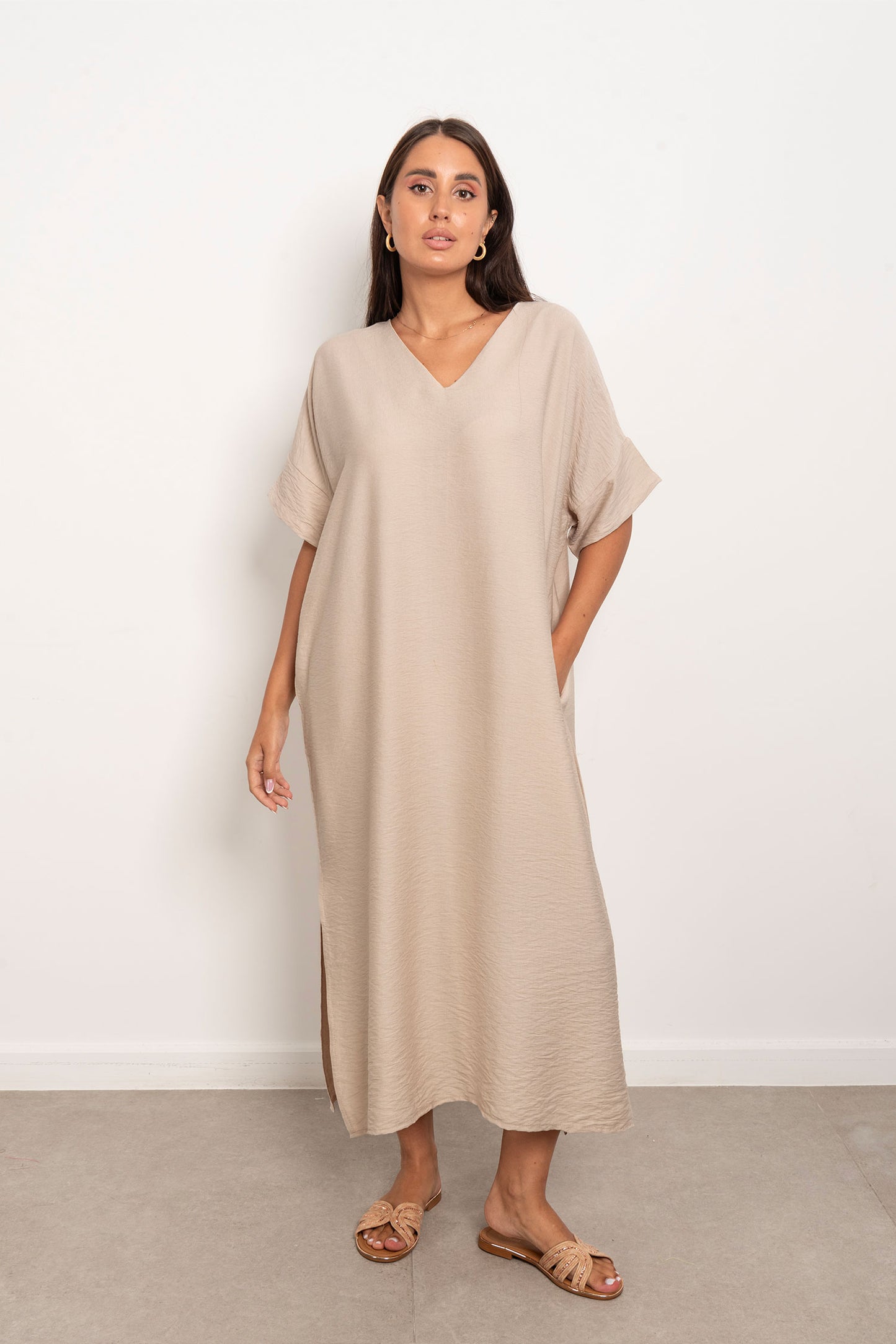 Basic Linen Dress - Beige