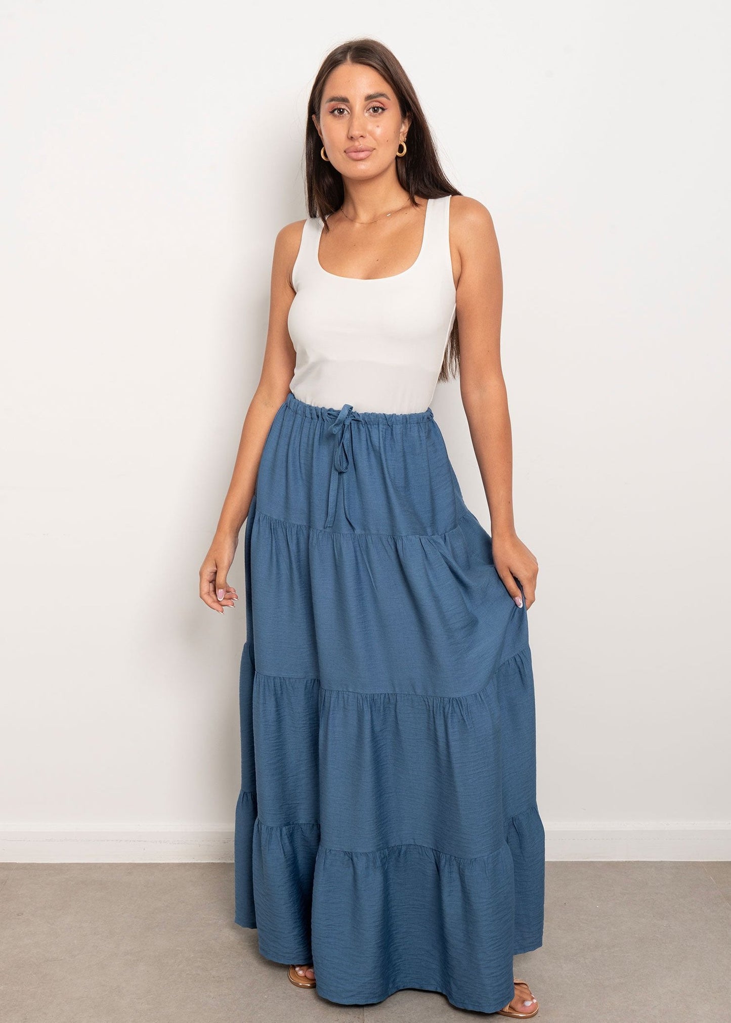 Flowy Summer Skirt - Denim Blue