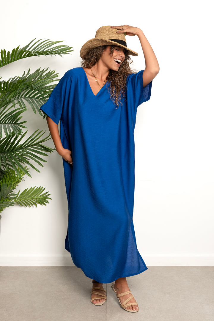 Basic Linen Dress - Royal Blue